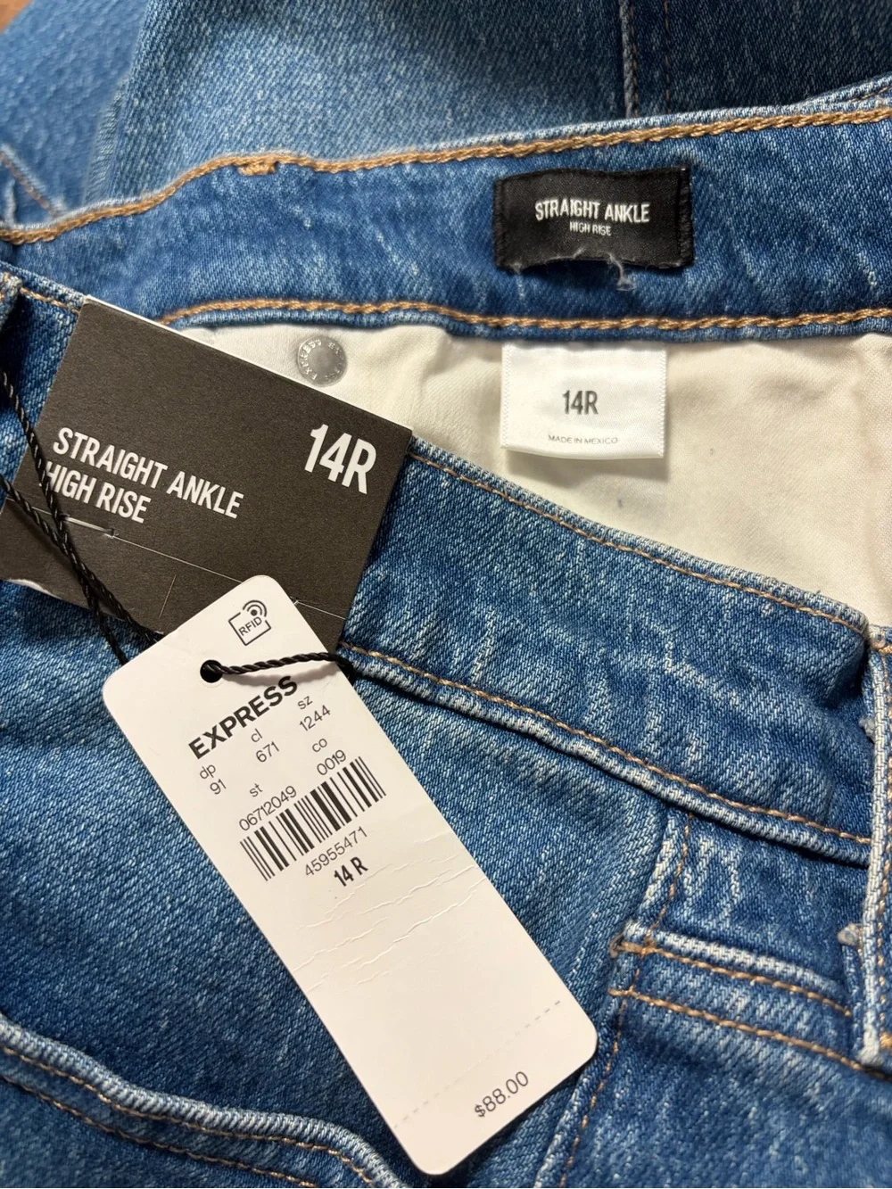 New Expess High Rise Straight Ankle Cargo Jeans Womens sz 14 34x27